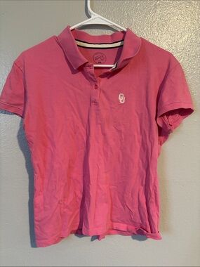 Women's Pink Polo with Embroidered OU Logo